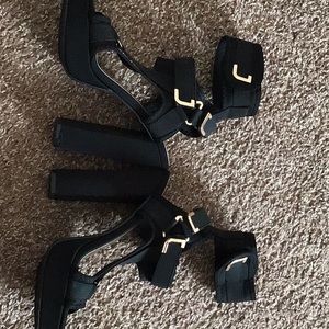 Black ankle high heels